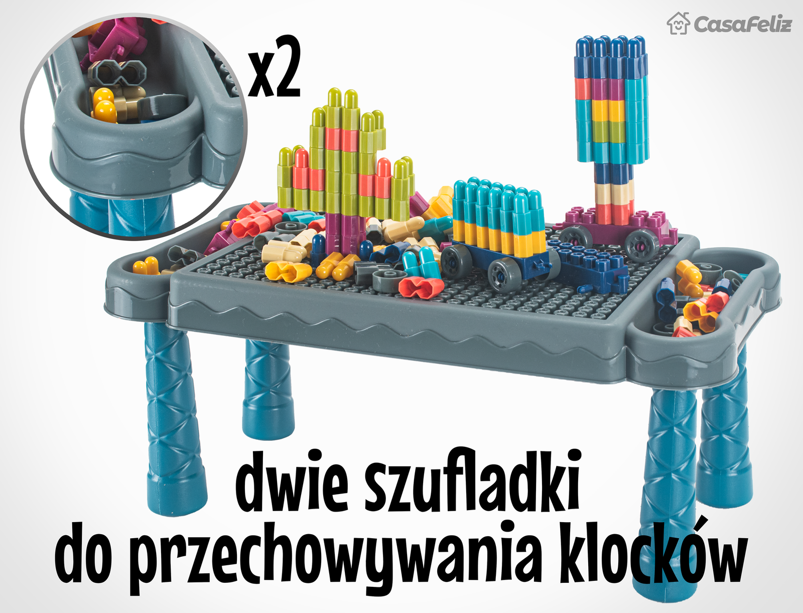 Stół z klockami 140 elementów C2704-13 - obrazek 2